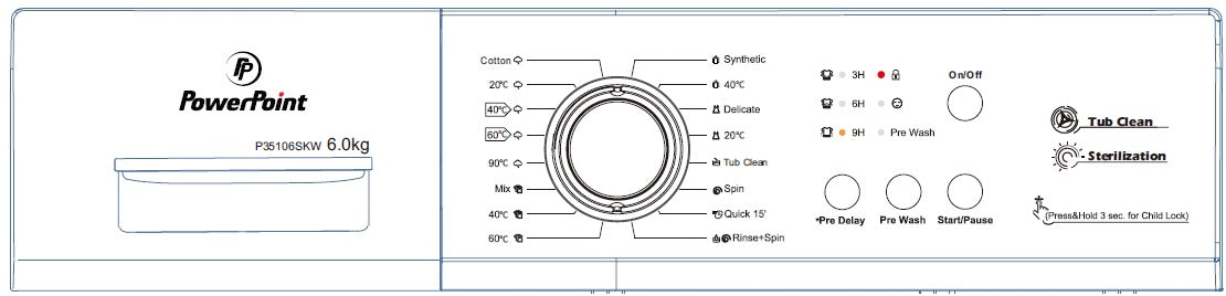 P35106SKW PowerPoint 6kg 1000rpm A++ Washing Machine - Image 2