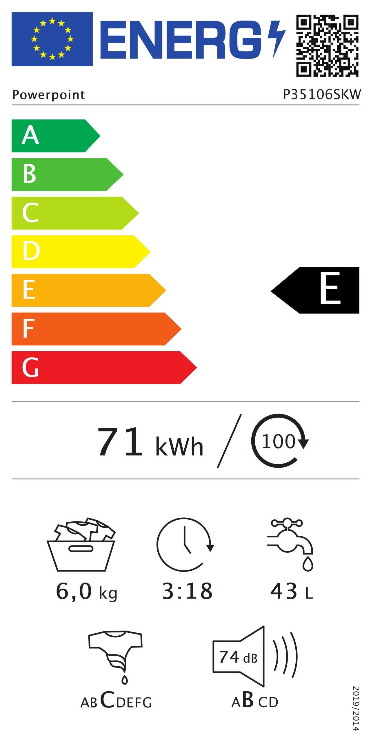 P35106SKW PowerPoint 6kg 1000rpm A++ Washing Machine - Image 7
