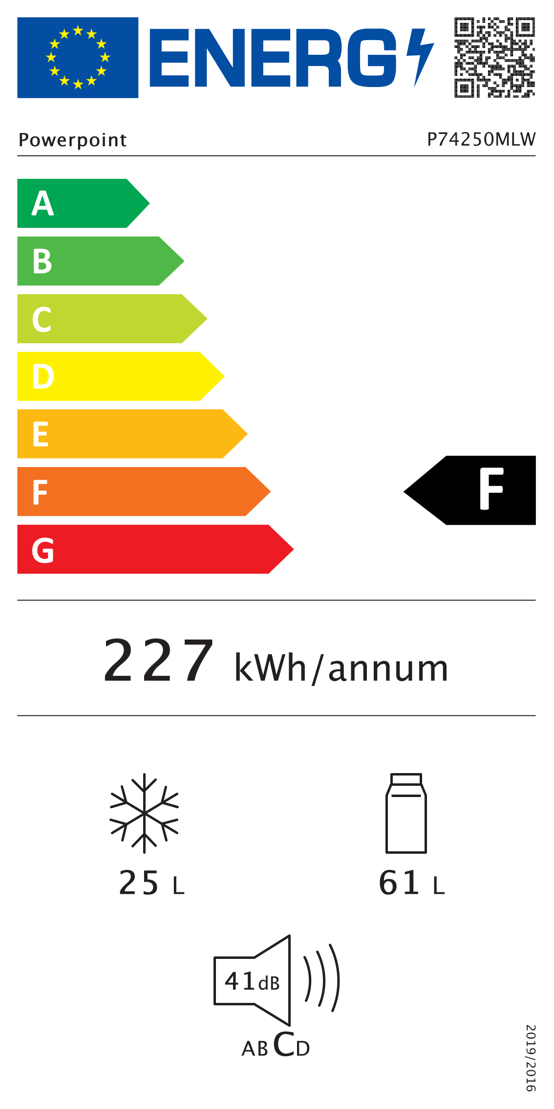 P74250MLW PowerPoint 48cm Fridge Freezer - Image 6