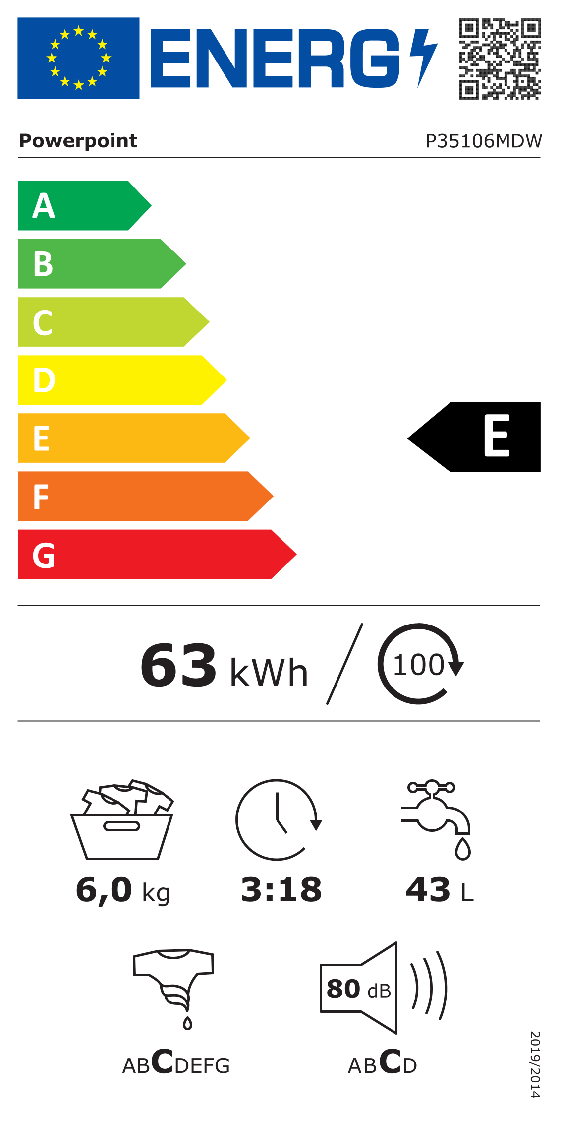 P35106MDW PowerPoint 6kg Washing Machine - Image 4