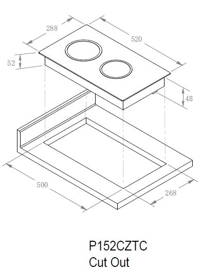 P152CZTCIN Powerpoint 2 Zone Induction Ceramic Hob with Touch Control. - Image 4