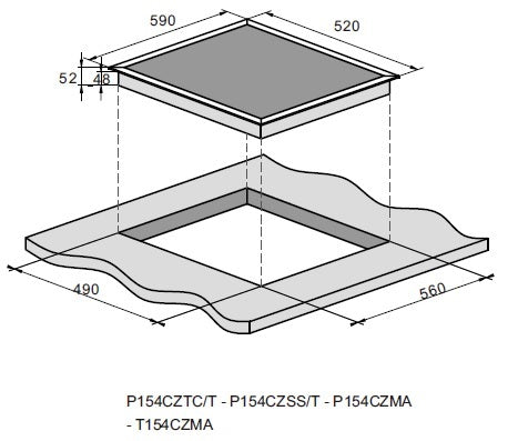P154CZTC/T 4 PowerPoint 4 Zone Touch Control Frameless Ceramic Hob - Image 4