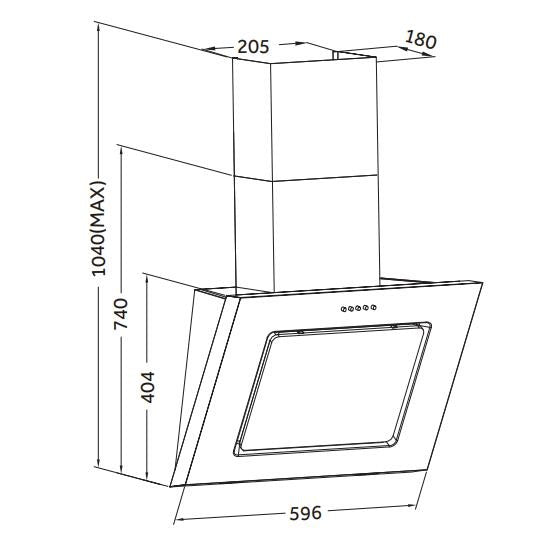 Vertical 60cm Stainless Steel Cooker hood P2166XBSS - Image 3