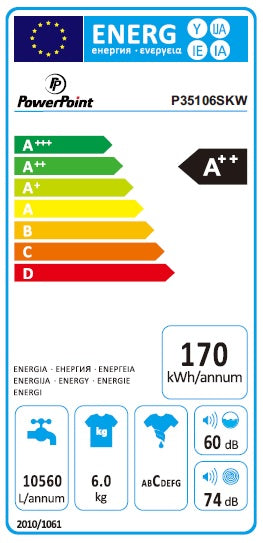 P35106SKW PowerPoint 6kg 1000rpm A++ Washing Machine - Image 6