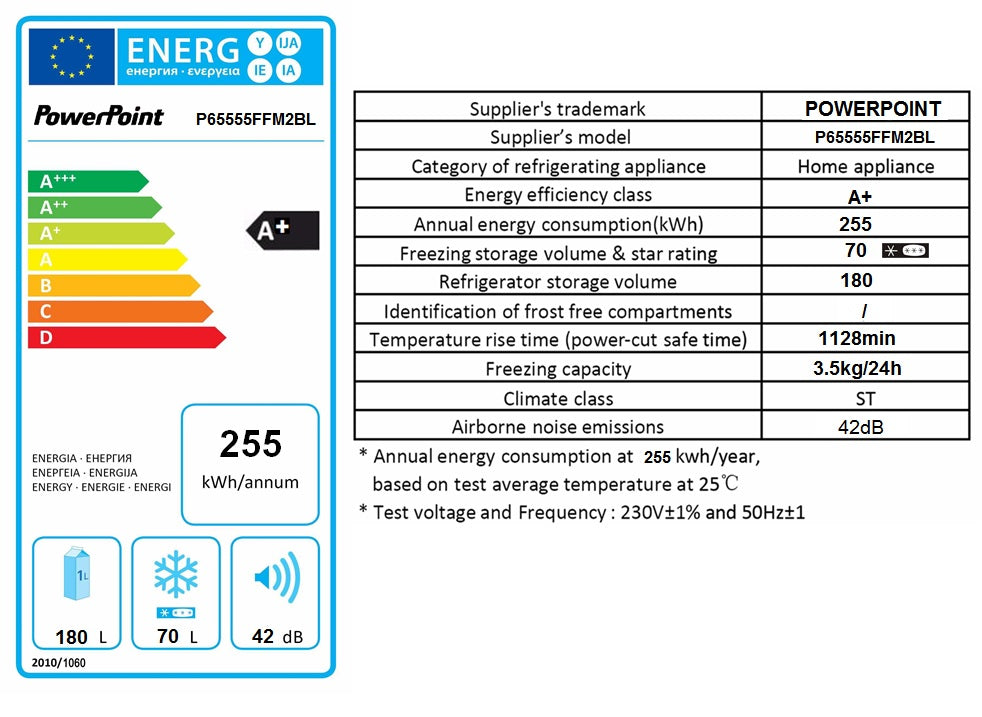P65555FFM2BL PowerPoint 60/40 FROSTFREE F/FREEZER BLACK - Image 4