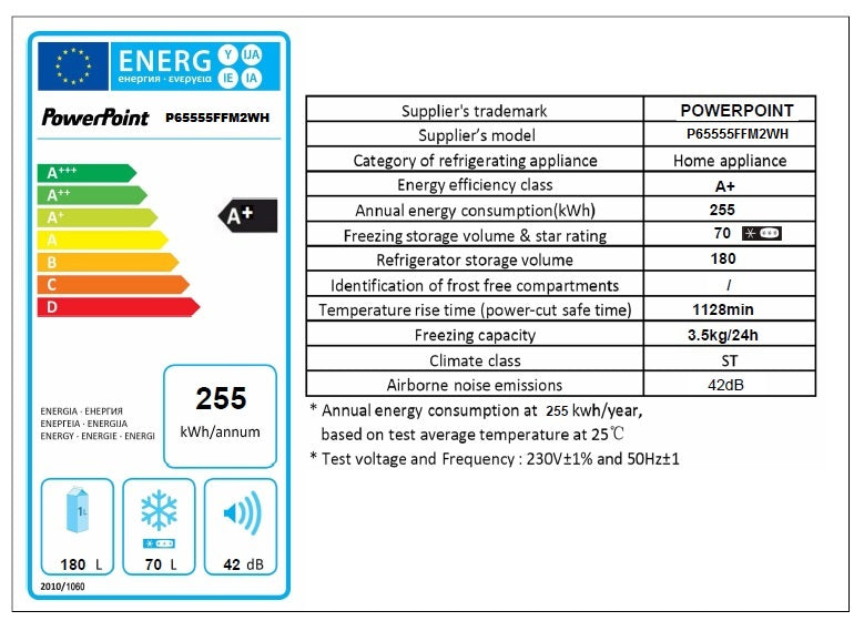 P65555FFM2WH PowerPoint 60/40 FROSTFREE F/FREEZER WHITE - Image 5