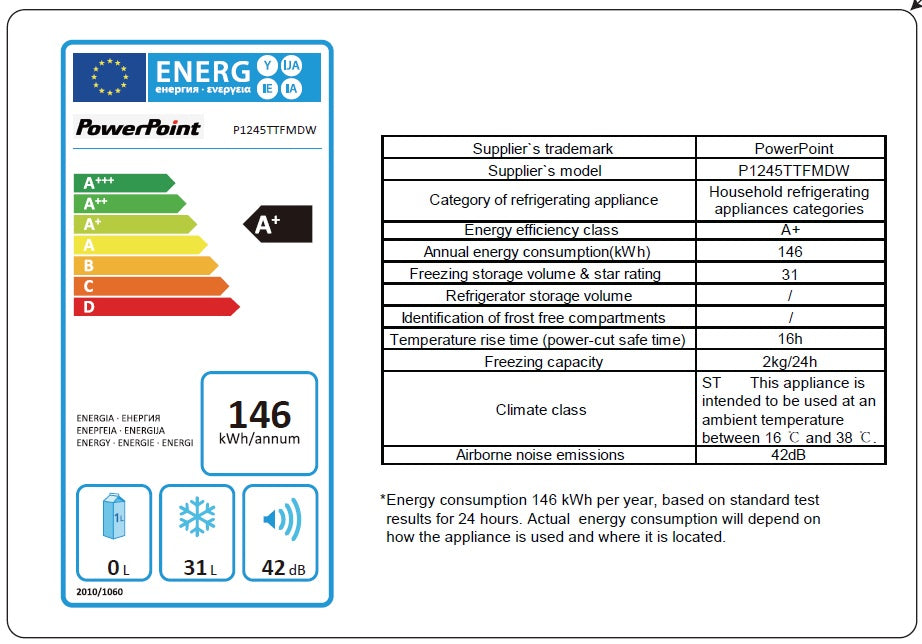 P1245TTFMDW PowerPoint 32 LT TABLE TOP FREEZER WHITE - Image 4