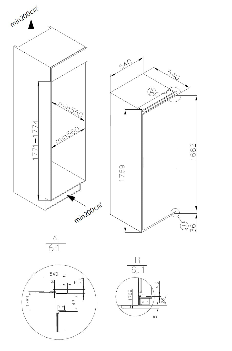 P518LEMBI Powerpoint Built In Tall Larder Fridge - Image 3