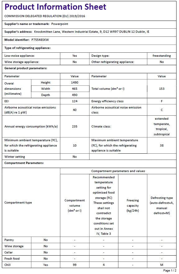 P75548SKW PowerPoint Fridge Freezer - Image 6