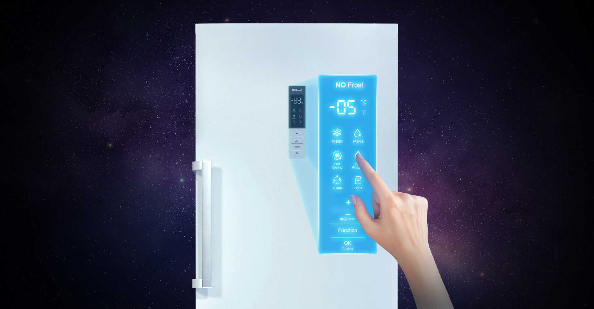 P1271185MFZIN  71 x 185 cm  380 Litre Hybrid Freezer with Frost Free Cooling System - Image 7