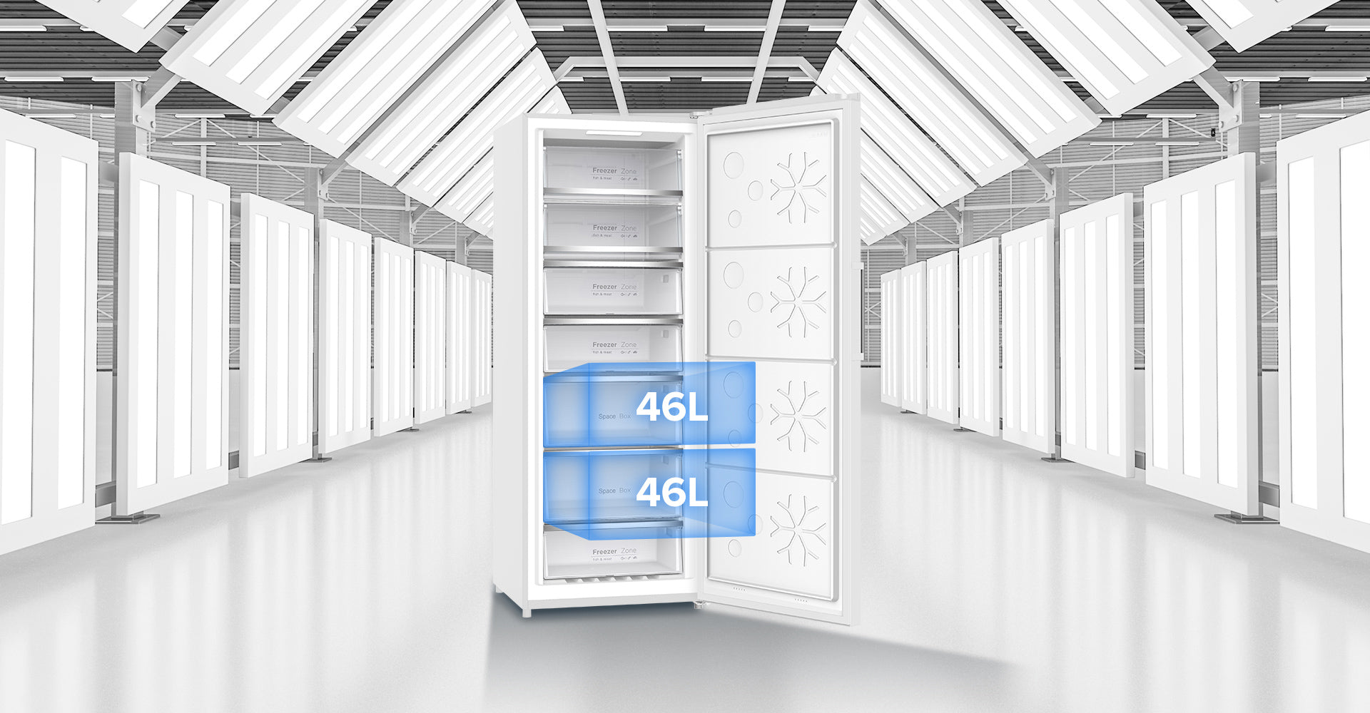 P1271185MFZIN  71 x 185 cm  380 Litre Hybrid Freezer with Frost Free Cooling System - Image 6
